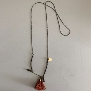 Maison Scotch Burnt Orange Tassel Necklace